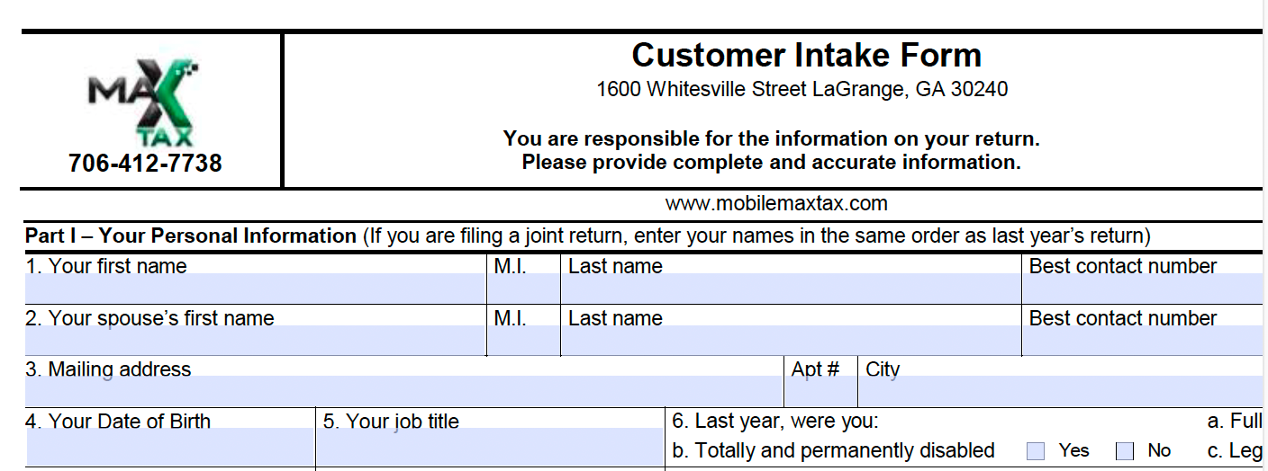 Client Intake Form